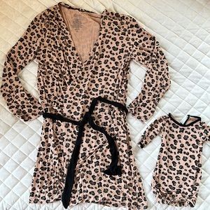 Kickee Pants Leopard Small Robe and Newborn Gown